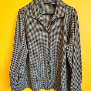 Vintage Plus Forest Green Houndstooth Button Down